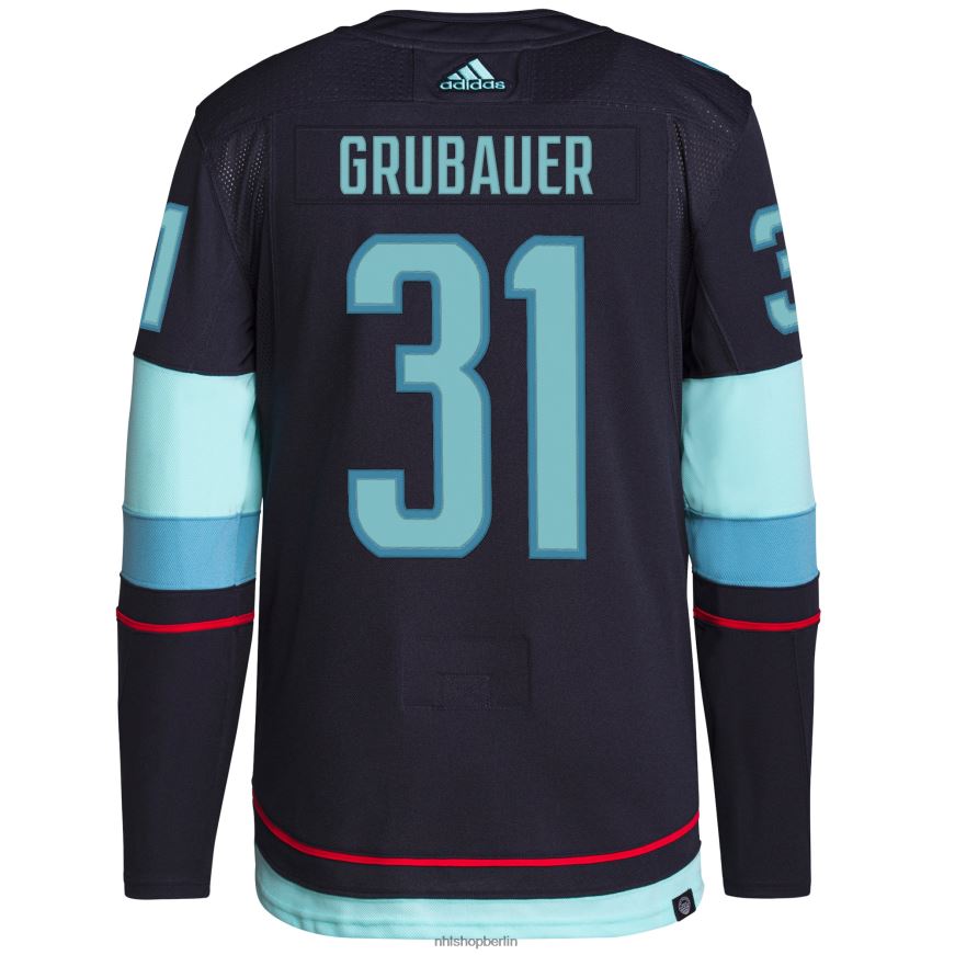 Männer NHL Seattle Kraken Philipp Grubauer adidas Navy Home Authentic Primegreen Spielertrikot Kleidung BF680T2146