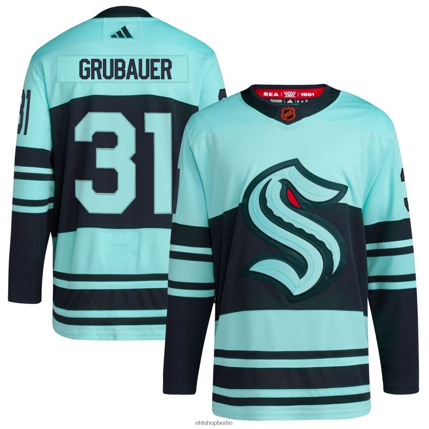 Männer NHL Seattle Kraken Philipp Grubauer adidas Teal Reverse Retro 20 authentisches Spielertrikot Kleidung BF680T299