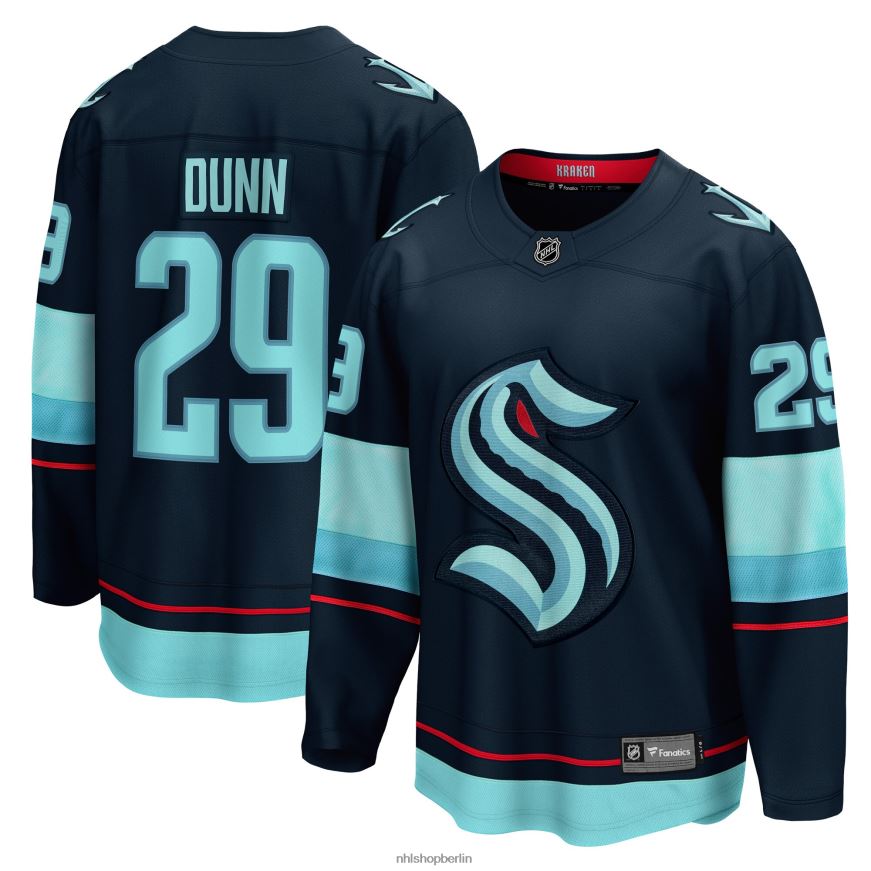 Männer NHL Seattle Kraken Vince Dunn Fanatics Branded Deep Sea Blue Breakaway-Heimtrikot Kleidung BF680T315