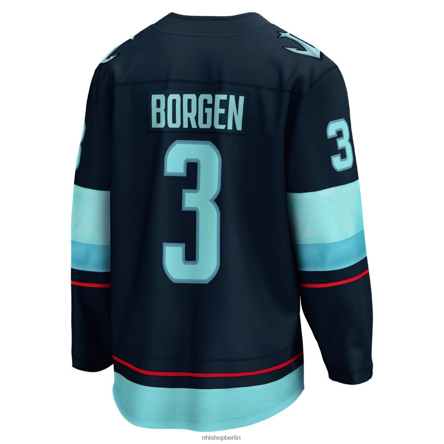 Männer NHL Seattle Kraken Will Borgen Fanatics-Heimtrikot mit tiefseeblauem Breakaway-Spieler-Logo Kleidung BF680T2055