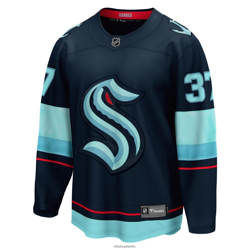 Männer NHL Seattle Kraken Yanni Gourde Fanatics Branded Deep Sea Blue Home Premier Breakaway-Spielertrikot Kleidung BF680T452