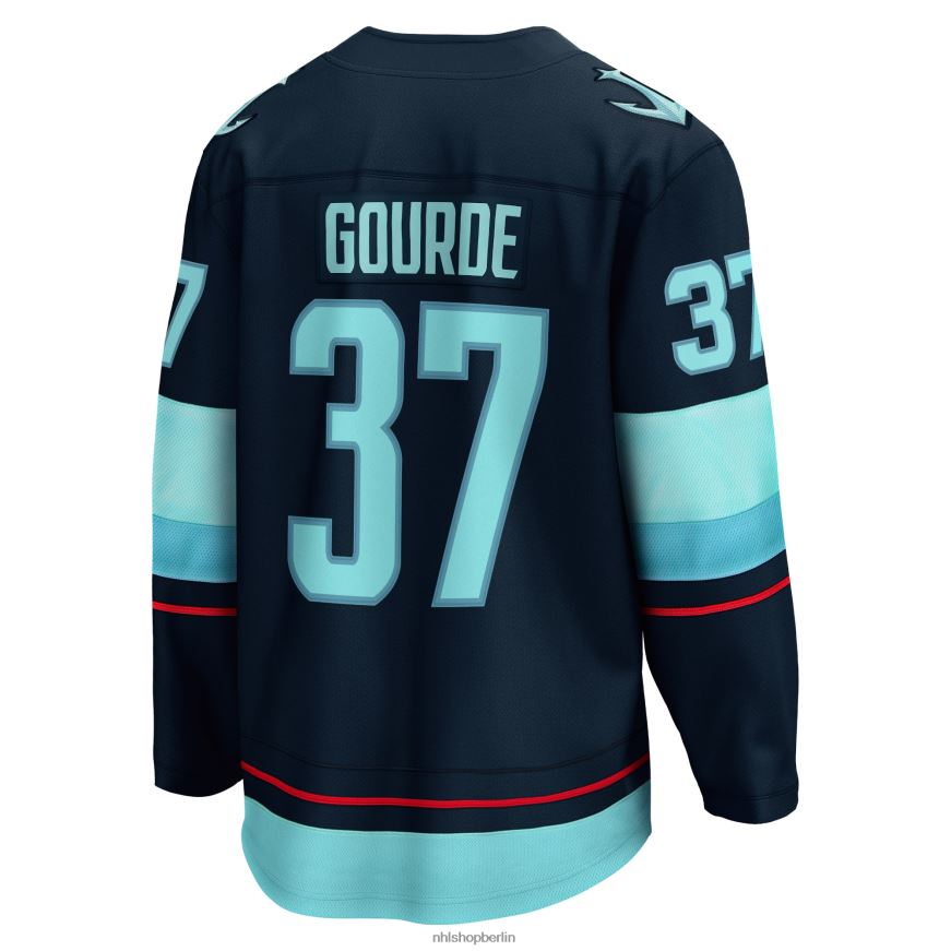 Männer NHL Seattle Kraken Yanni Gourde Fanatics Branded Deep Sea Blue Home Premier Breakaway-Spielertrikot Kleidung BF680T452