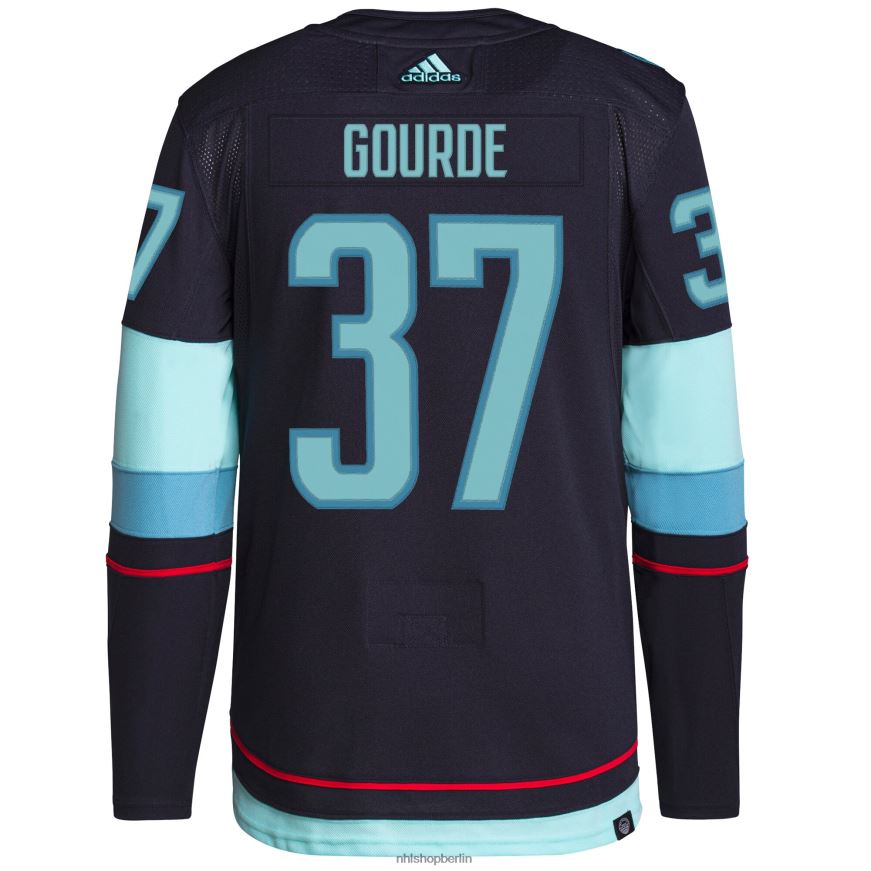 Männer NHL Seattle Kraken Yanni Gourde adidas Navy Home Authentic Primegreen Spielertrikot Kleidung BF680T609