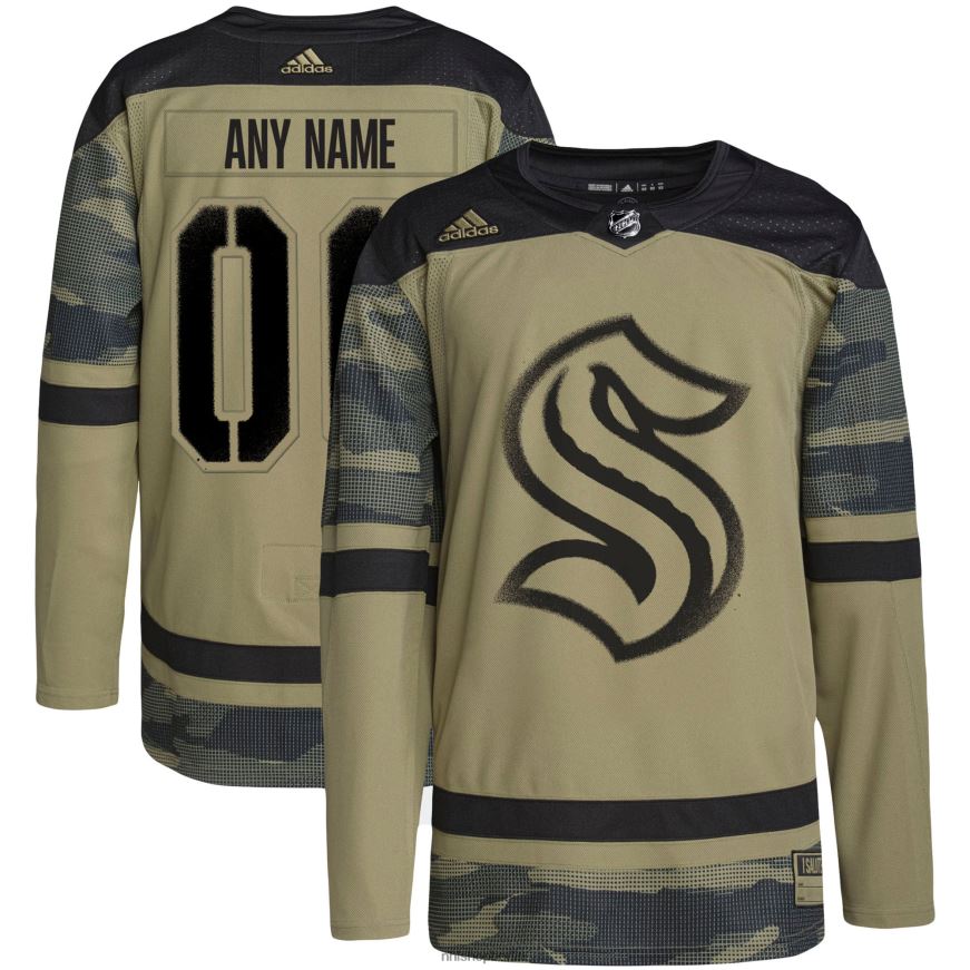 Männer NHL Seattle Kraken adidas Camo Military Appreciation Team authentisches individuelles Übungstrikot Kleidung BF680T1917