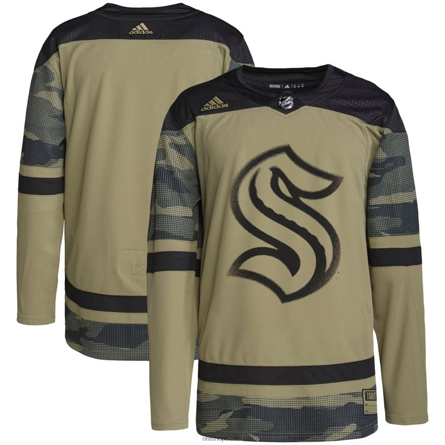 Männer NHL Seattle Kraken adidas Camo Military Appreciation Team authentisches Übungstrikot Kleidung BF680T911