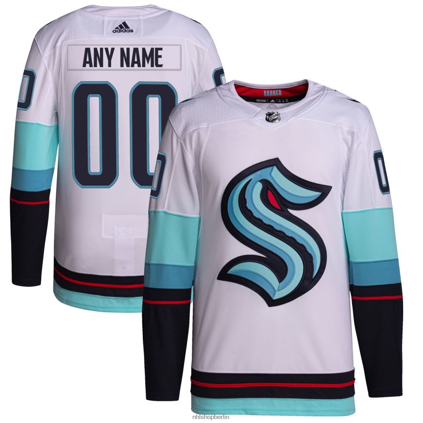 Männer NHL Seattle Kraken adidas White Away Primegreen authentisches individuelles Trikot Kleidung BF680T2434