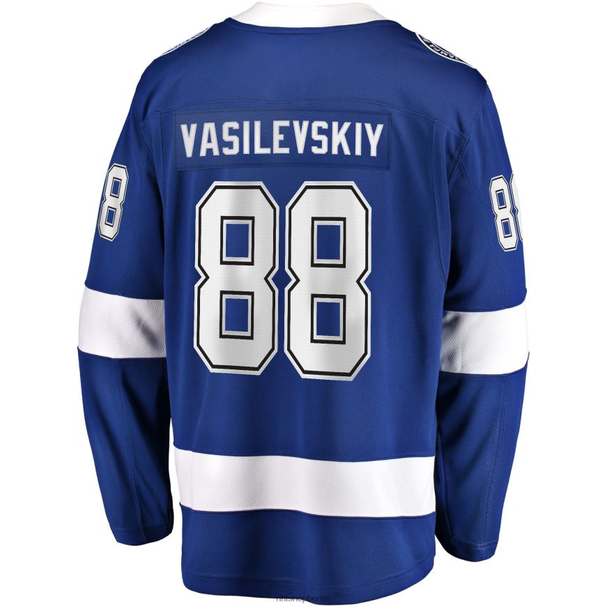 Männer NHL Tampa Bay Lightning Andrei Vasilevskiy Fanatics Branded Blue Home 2022 Stanley Cup Final Breakaway Player Jersey Kleidung BF680T754