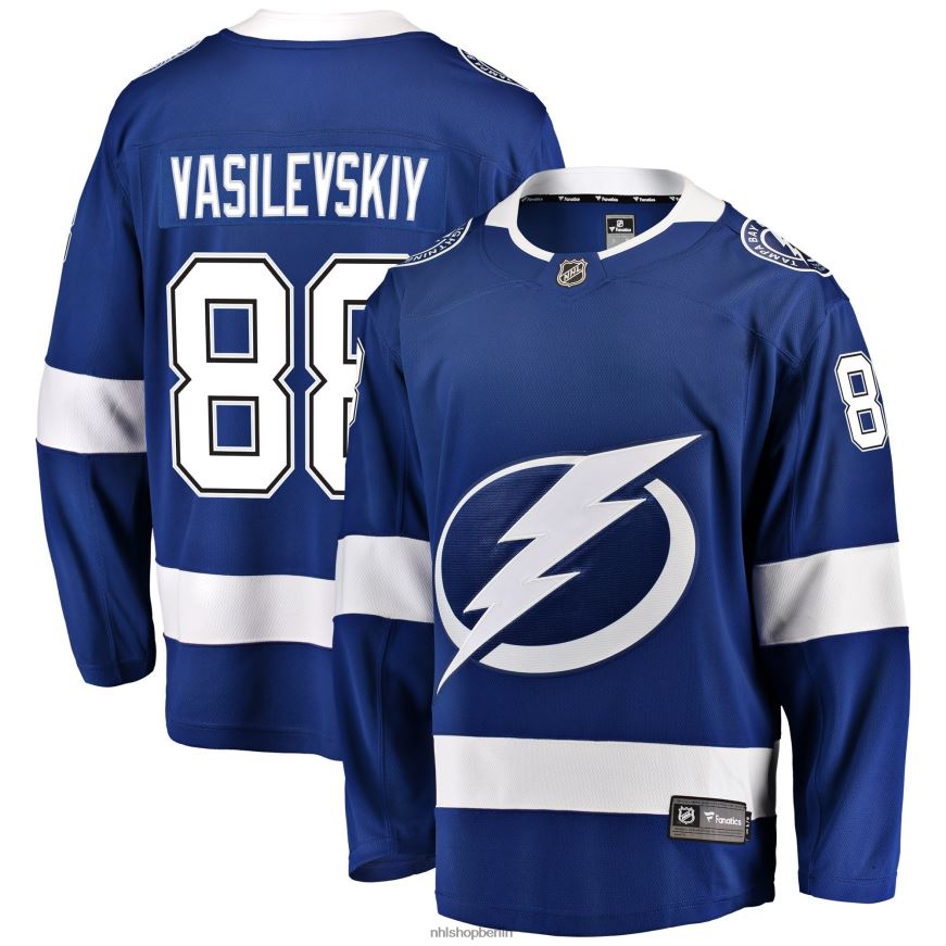 Männer NHL Tampa Bay Lightning Andrei Vasilevskiy Fanatics-gebrandetes blaues Home-Premier-Breakaway-Spielertrikot Kleidung BF680T73