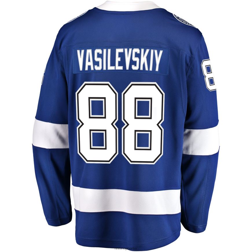 Männer NHL Tampa Bay Lightning Andrei Vasilevskiy Fanatics-gebrandetes blaues Home-Premier-Breakaway-Spielertrikot Kleidung BF680T73