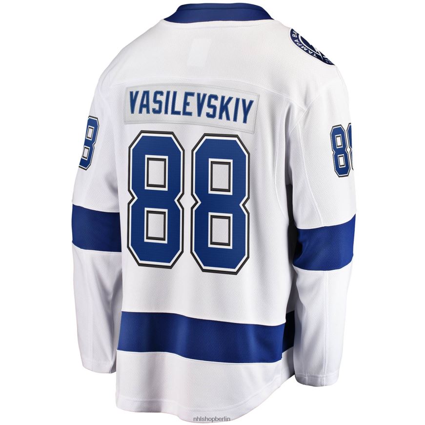 Männer NHL Tampa Bay Lightning Andrei Vasilevskiy Fanatics gebrandetes weißes Auswärtstrikot des Premier Breakaway-Spielers Kleidung BF680T499