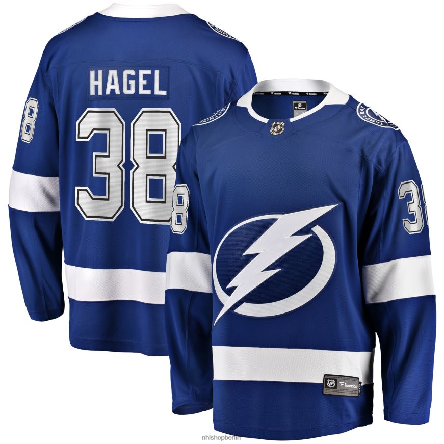 Männer NHL Tampa Bay Lightning Brandon Hagel Fanatics-gebrandetes blaues Home-Breakaway-Spielertrikot Kleidung BF680T817