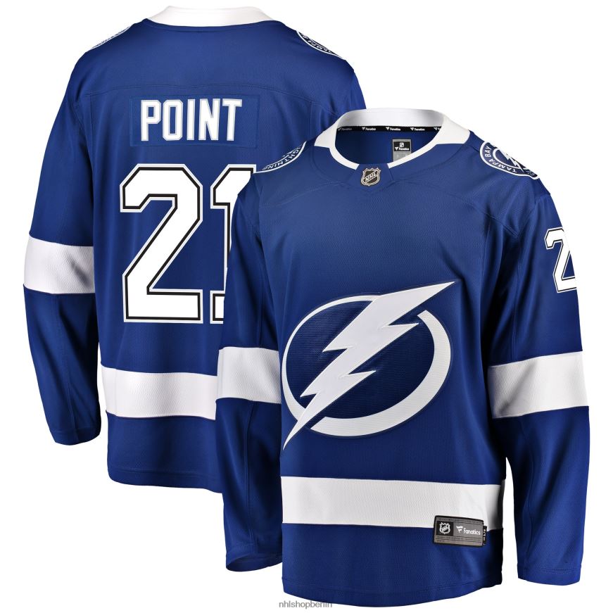 Männer NHL Tampa Bay Lightning Brayden Point Fanatics-gebrandetes blaues Home-Breakaway-Spielertrikot Kleidung BF680T947