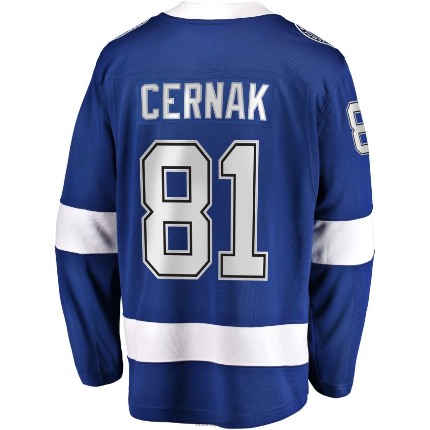 Männer NHL Tampa Bay Lightning Erik Cernak Fanatics-gebrandetes blaues Home-Breakaway-Spielertrikot Kleidung BF680T1538