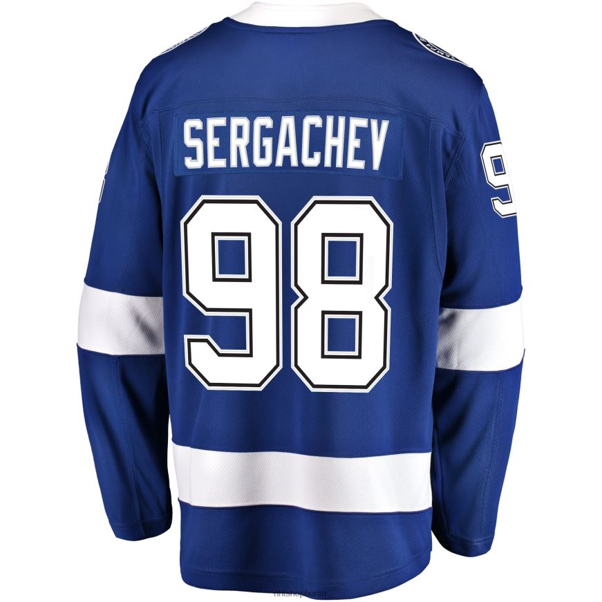 Männer NHL Tampa Bay Lightning Michail Sergatschew Fanatics-gebrandetes blaues Home-Breakaway-Spielertrikot Kleidung BF680T1464