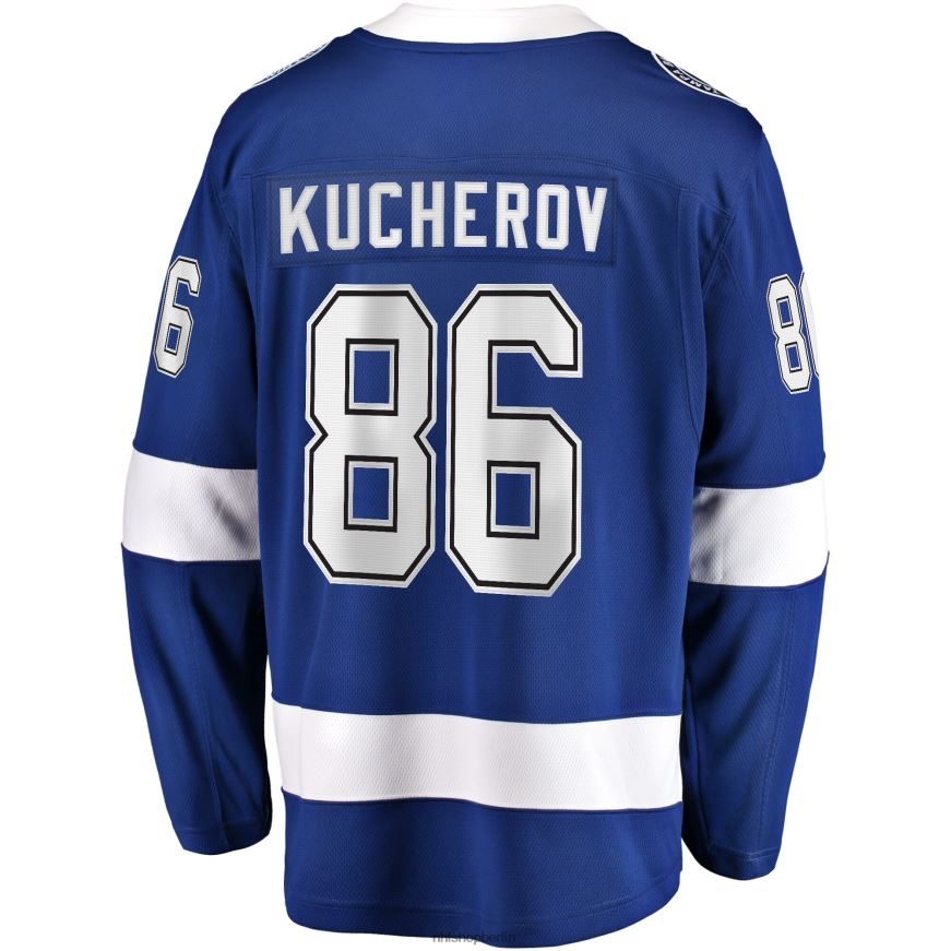 Männer NHL Tampa Bay Lightning Nikita Kucherov Fanatics Branded Blue Home 2022 Stanley Cup Final Breakaway Player Jersey Kleidung BF680T2377