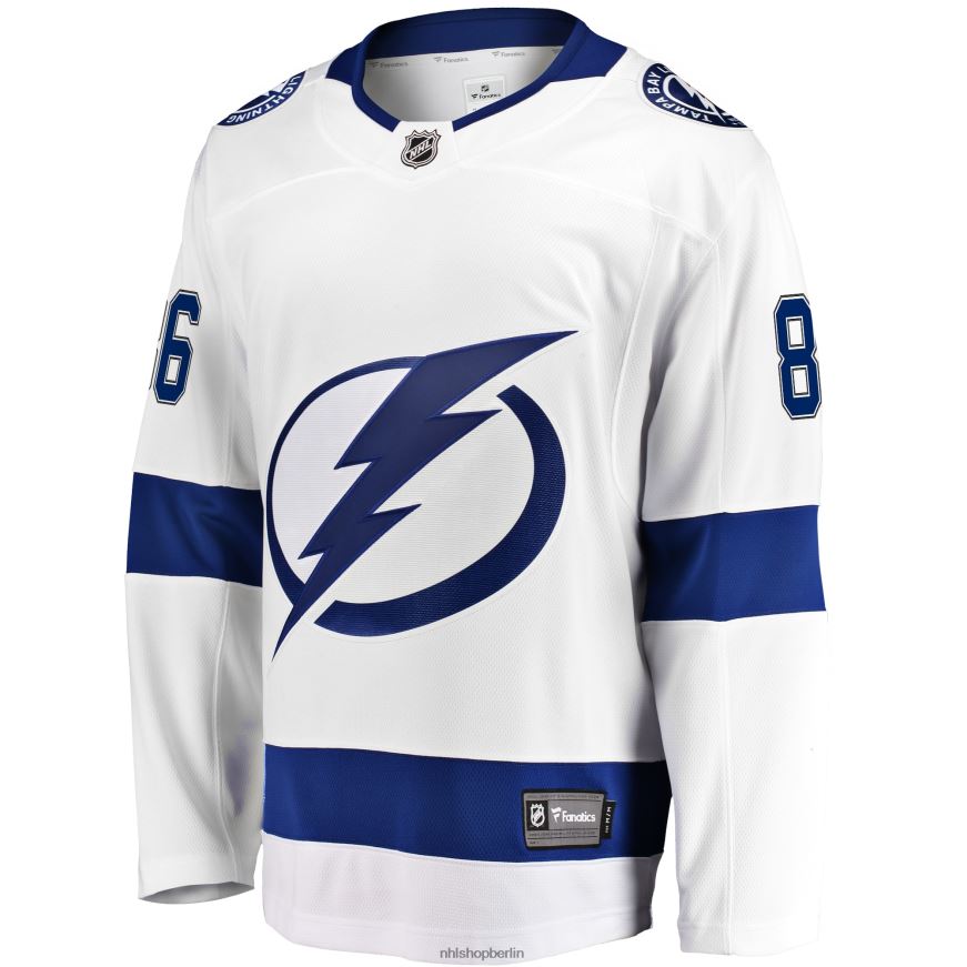 Männer NHL Tampa Bay Lightning Nikita Kucherov Fanatics gebrandetes weißes Auswärtstrikot für Premier Breakaway-Spieler Kleidung BF680T328