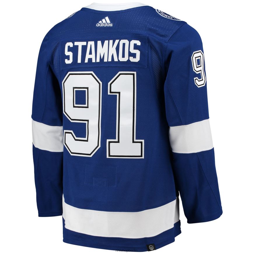 Männer NHL Tampa Bay Lightning Steven Stamkos Adidas Blue Home Captain Patch Primegreen Authentisches Profispieler-Trikot Kleidung BF680T164