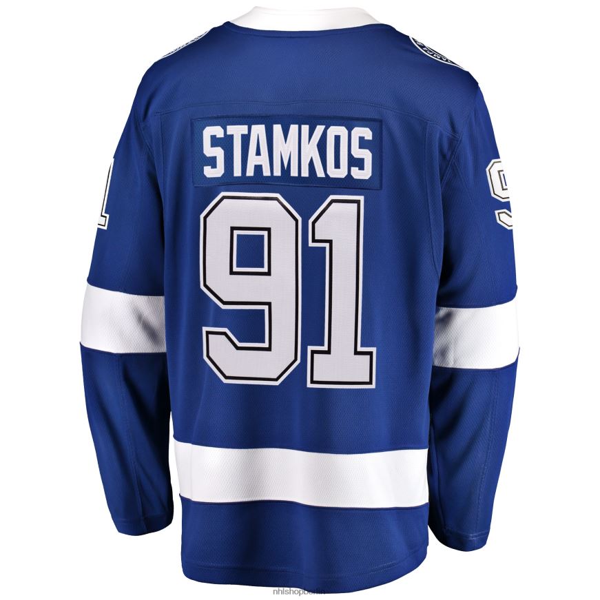 Männer NHL Tampa Bay Lightning Steven Stamkos Fanatics Branded Blue Home 2022 Stanley Cup Final Breakaway Player Jersey Kleidung BF680T768