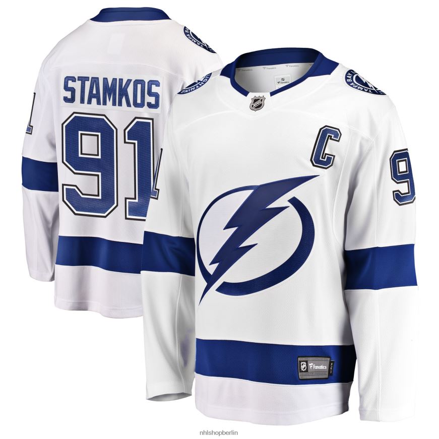 Männer NHL Tampa Bay Lightning Steven Stamkos Fanatics-gebrandetes weißes Breakaway-Spielertrikot Kleidung BF680T312