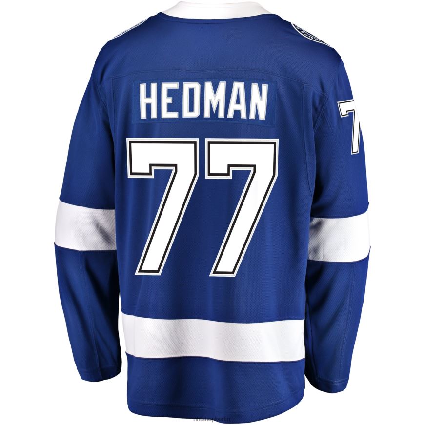 Männer NHL Tampa Bay Lightning Victor Hedman Fanatics gebrandetes blaues Home-Breakaway-Spielertrikot Kleidung BF680T1751