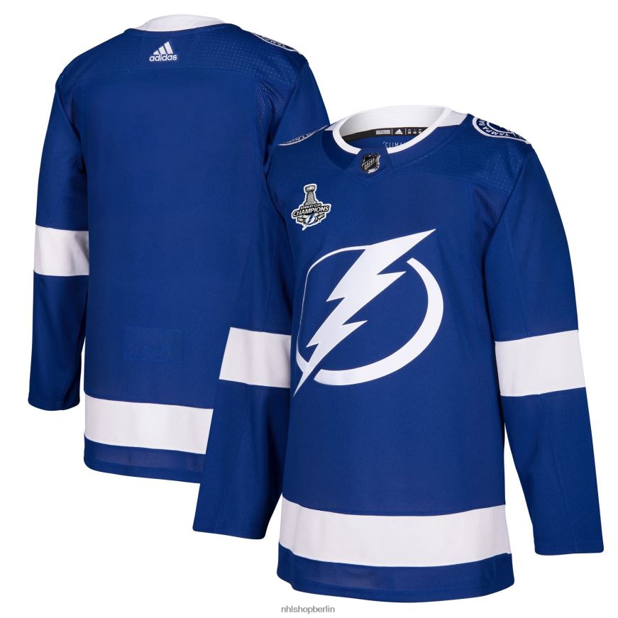 Männer NHL Tampa Bay Lightning adidas Blau 2021 Stanley Cup Champions Patch authentisches Trikot Kleidung BF680T2275