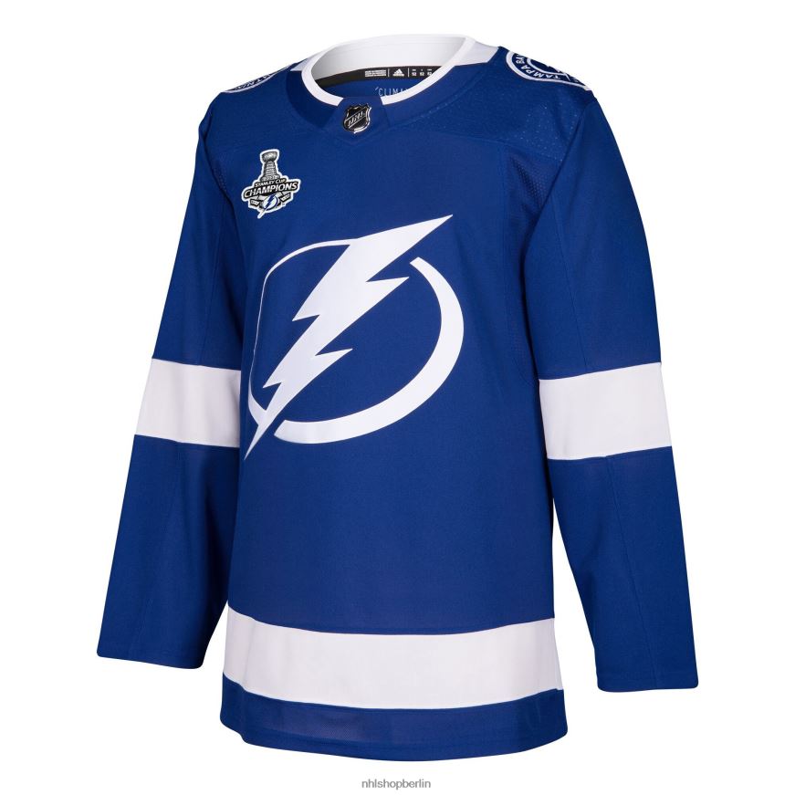 Männer NHL Tampa Bay Lightning adidas Blau 2021 Stanley Cup Champions Patch authentisches Trikot Kleidung BF680T2275