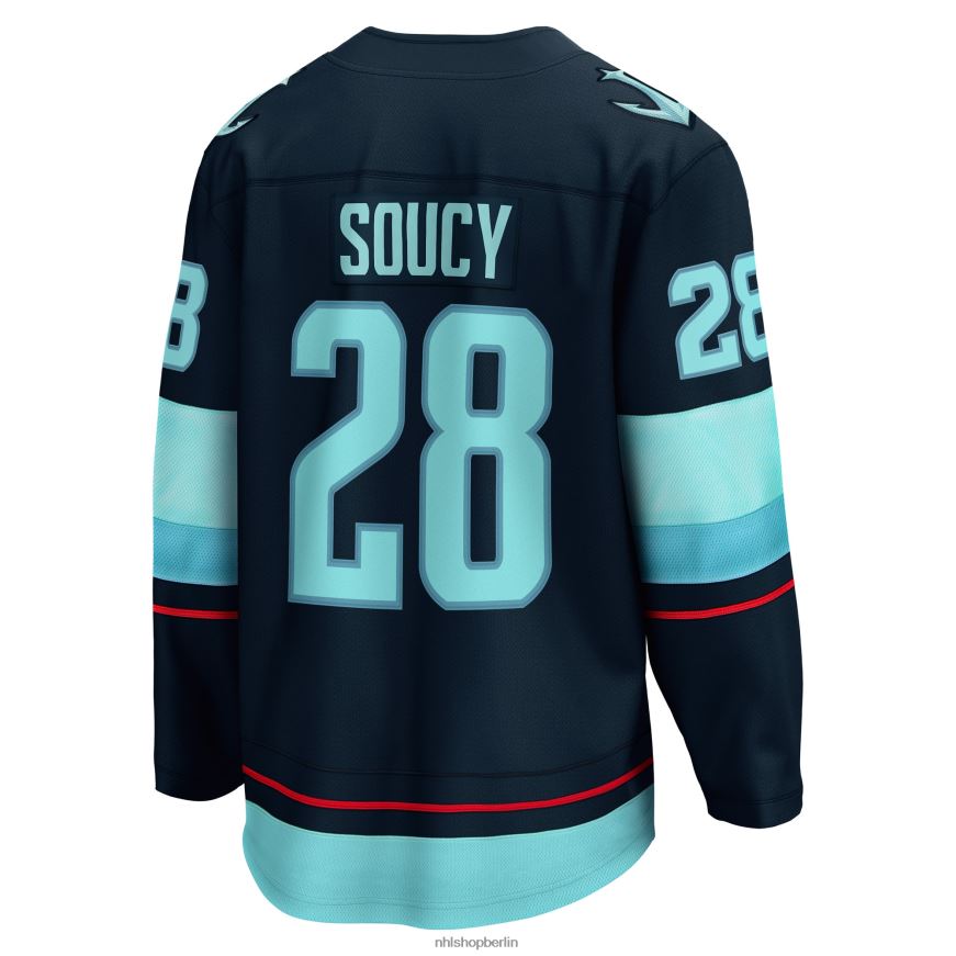 Männer NHL Tiefseeblaues Breakaway-Heimtrikot mit Fanatics-Logo von Seattle Kraken und Carson Soucy Kleidung BF680T1462