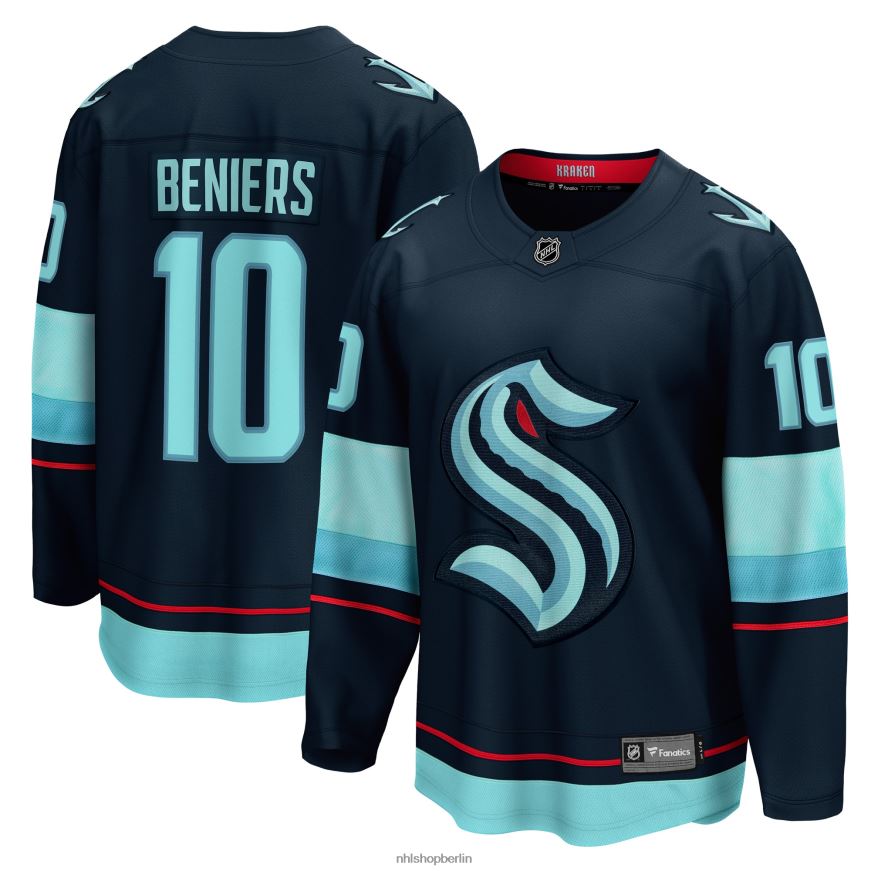 Männer NHL Tiefseeblaues Premier-Breakaway-Spielertrikot mit der Marke Seattle Kraken Matty Beniers Fanatics Kleidung BF680T35