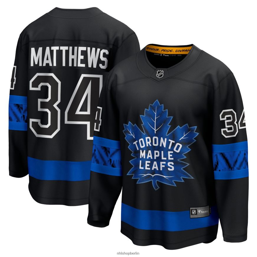 Männer NHL Toronto Maple Leafs Auston Matthews Fanatics gebrandetes schwarzes Alternative Premier Breakaway Wende-Spielertrikot Kleidung BF680T36