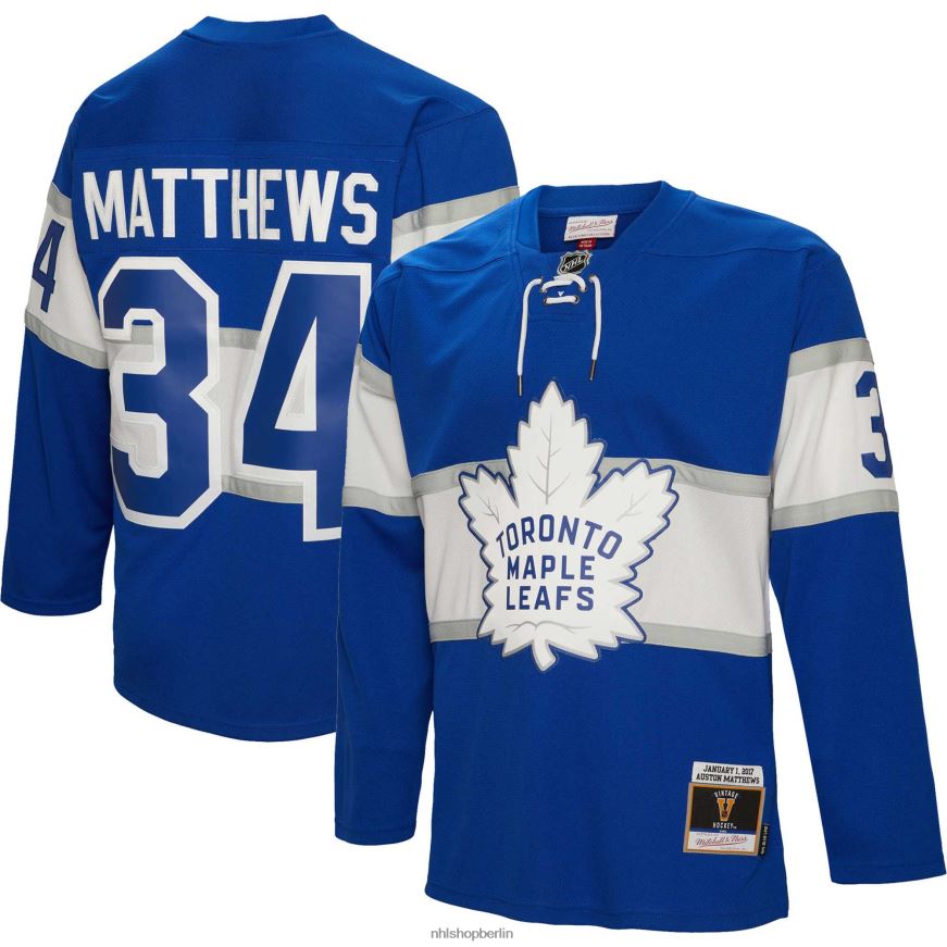 Männer NHL Toronto Maple Leafs Auston Matthews Mitchell  Ness Blue 2017 Blue Line Spielertrikot Kleidung BF680T566