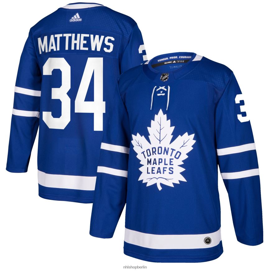 Männer NHL Toronto Maple Leafs Auston Matthews adidas blaues authentisches Spielertrikot Kleidung BF680T1345