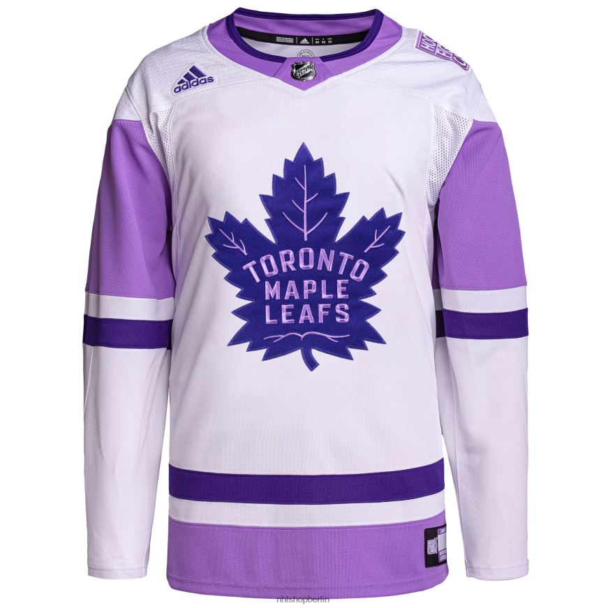 Männer NHL Toronto Maple Leafs adidas weiß/lila Hockey bekämpft Krebs Primegreen authentisches Blanko-Trainingstrikot Kleidung BF680T1360