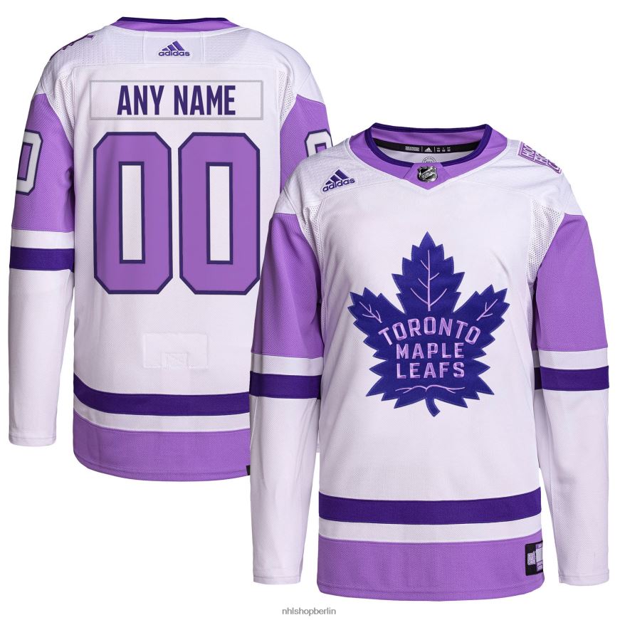 Männer NHL Toronto Maple Leafs adidas weiß/lila Hockey bekämpft Krebs Primegreen authentisches individuelles Trikot Kleidung BF680T2054