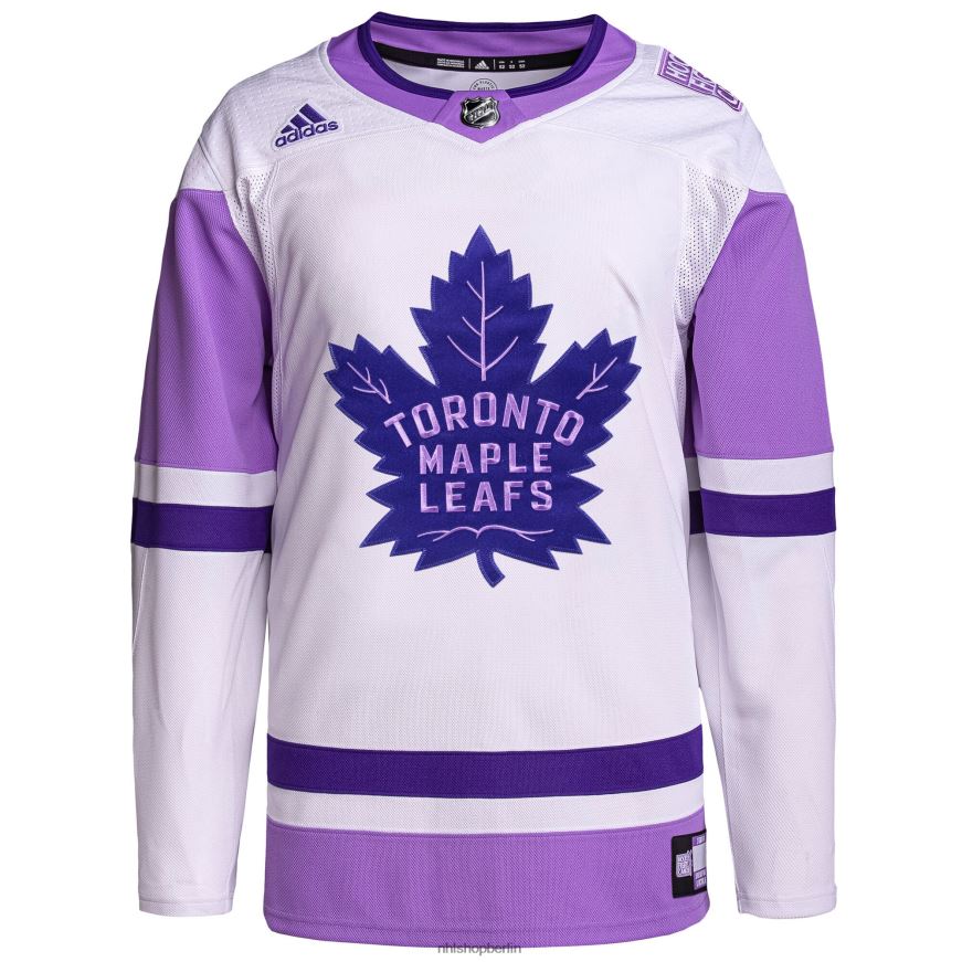 Männer NHL Toronto Maple Leafs adidas weiß/lila Hockey bekämpft Krebs Primegreen authentisches individuelles Trikot Kleidung BF680T2054