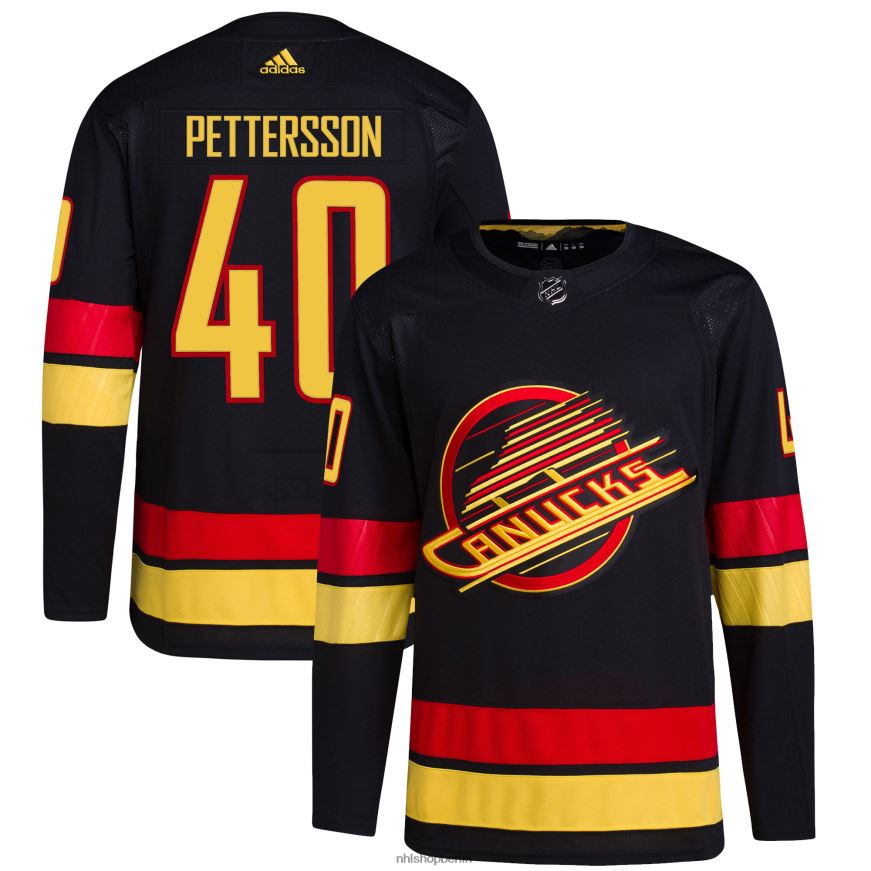 Männer NHL Vancouver Canucks Elias Pettersson adidas Black Alternative – 2022/23 Primegreen Authentisches Pro-Spieler-Trikot Kleidung BF680T726