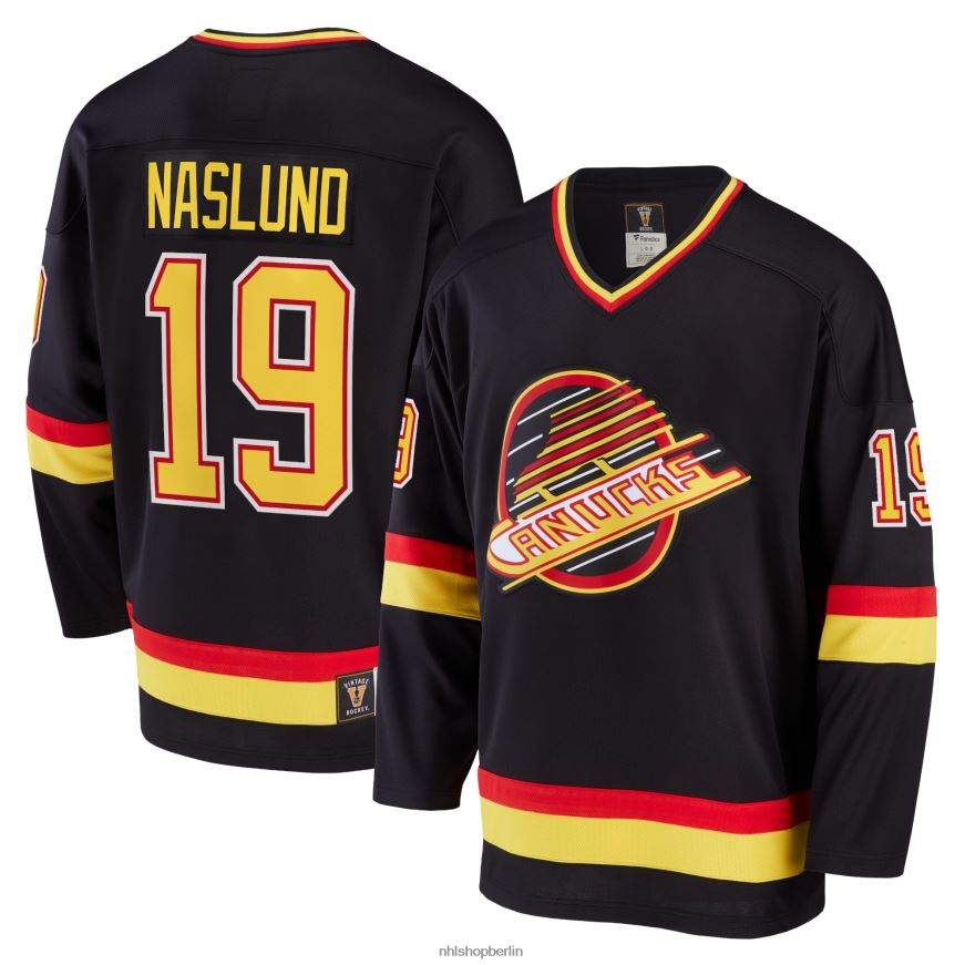 Männer NHL Vancouver Canucks Markus Naslund Fanatics gebrandetes schwarzes Breakaway-Spielertrikot im Ruhestand Kleidung BF680T1930