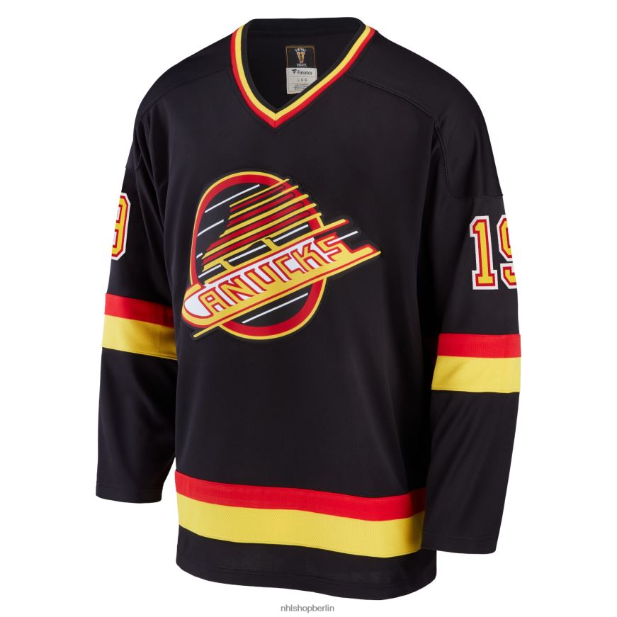 Männer NHL Vancouver Canucks Markus Naslund Fanatics gebrandetes schwarzes Breakaway-Spielertrikot im Ruhestand Kleidung BF680T1930