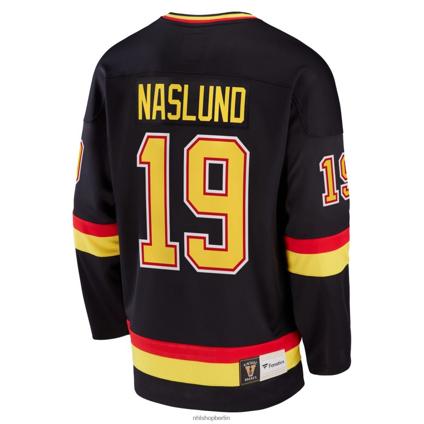 Männer NHL Vancouver Canucks Markus Naslund Fanatics gebrandetes schwarzes Breakaway-Spielertrikot im Ruhestand Kleidung BF680T1930