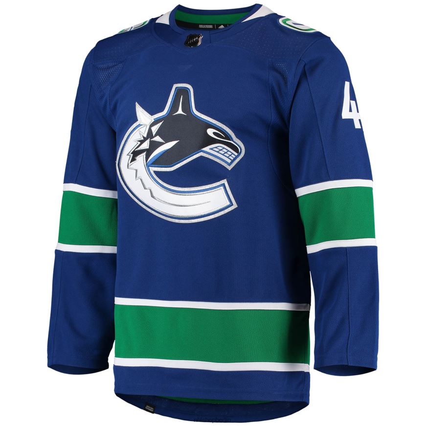 Männer NHL Vancouver Canucks Quinn Hughes adidas blaues authentisches Heimtrikot für Profispieler Kleidung BF680T740