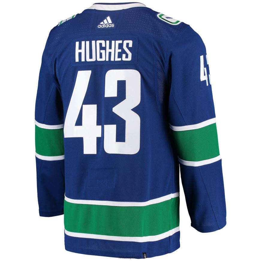 Männer NHL Vancouver Canucks Quinn Hughes adidas blaues authentisches Heimtrikot für Profispieler Kleidung BF680T740