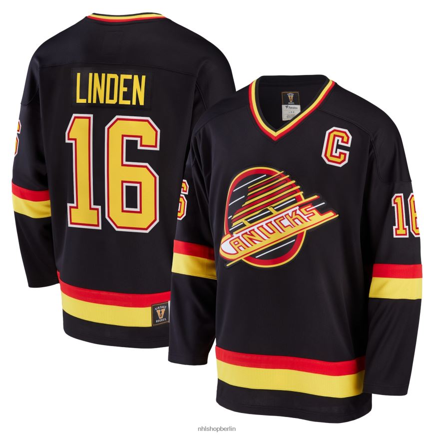 Männer NHL Vancouver Canucks Trevor Linden Fanatics gebrandetes schwarzes Breakaway-Spielertrikot im Ruhestand Kleidung BF680T713