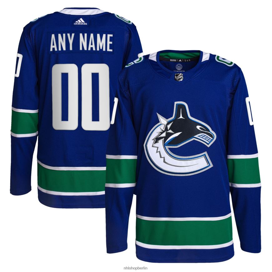 Männer NHL Vancouver Canucks adidas Royal Home Primegreen Authentic Pro Custom Trikot Kleidung BF680T2008