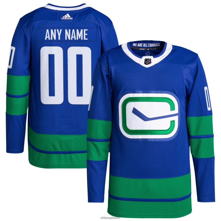 Männer NHL Vancouver Canucks adidas Royal Primegreen Authentic Pro Custom Jersey Kleidung BF680T2038