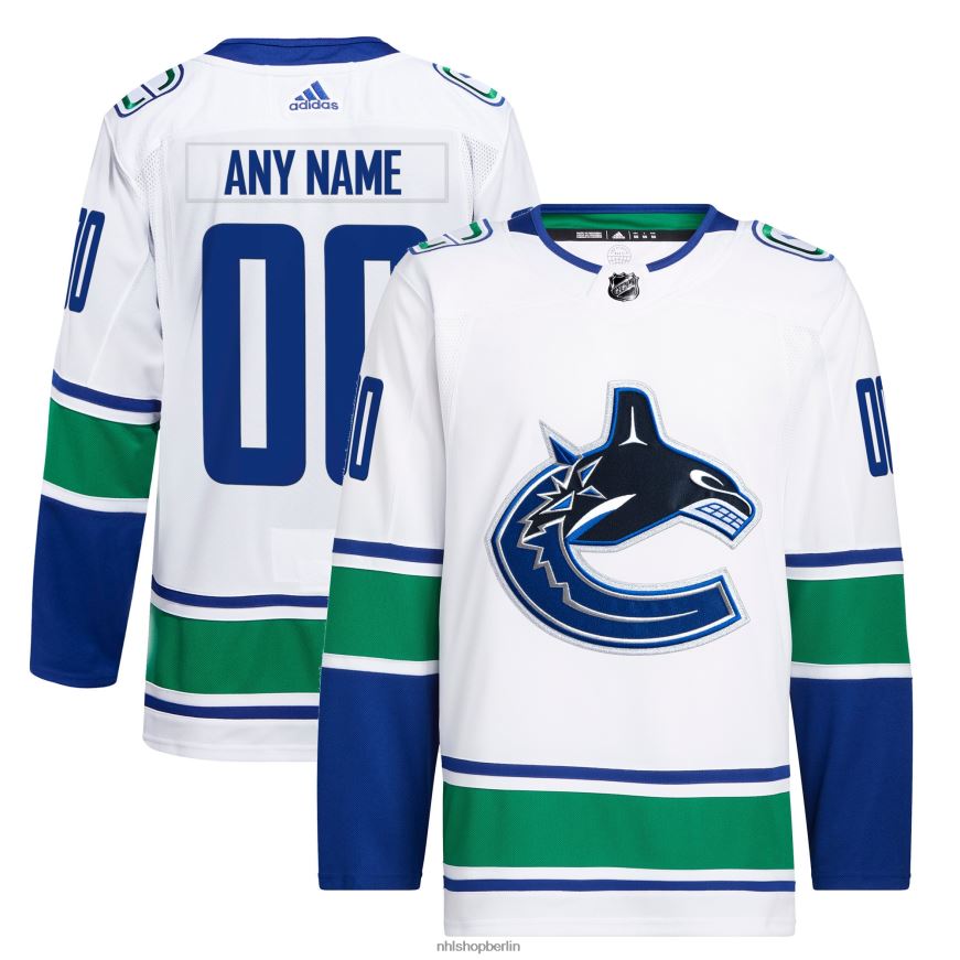 Männer NHL Vancouver Canucks adidas weißes Away Primegreen Authentic Pro Custom-Trikot Kleidung BF680T2079