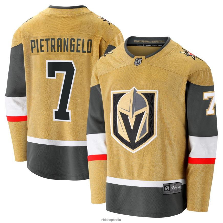 Männer NHL Vegas Golden Knights Alex Pietrangelo Fanatics Branded Gold Alternative Premier Breakaway Player-Trikot Kleidung BF680T2420