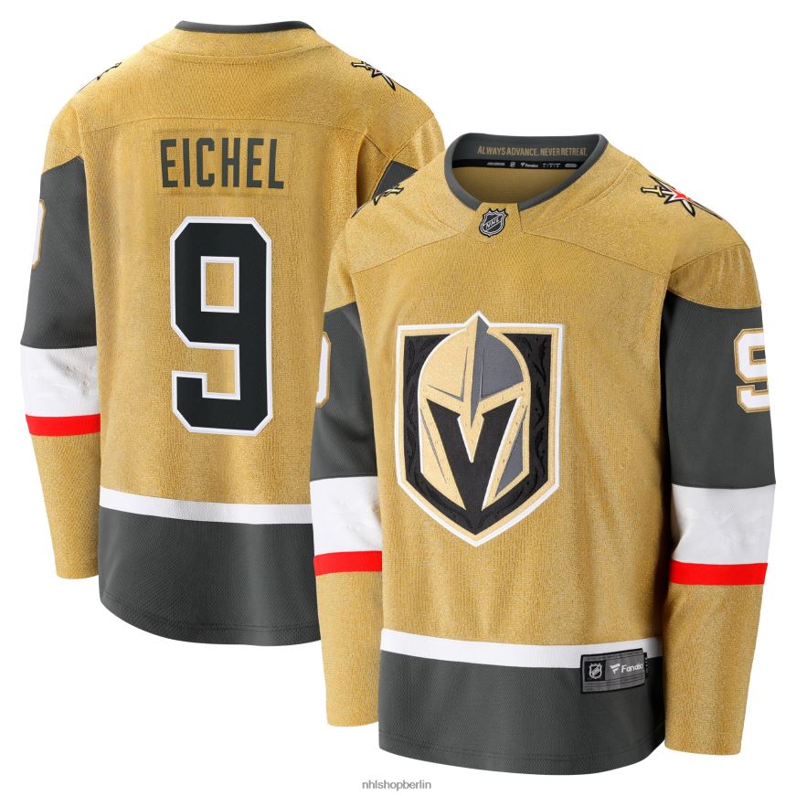 Männer NHL Vegas Golden Knights Jack Eichel Fanatics Branded Gold Alternative Premier Breakaway Player Trikot Kleidung BF680T5