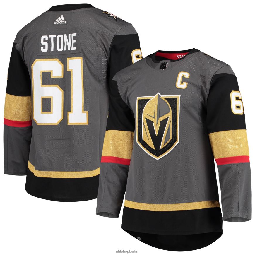 Männer NHL Vegas Golden Knights Mark Stone Adidas Grau Alternate Captain Patch Primegreen Authentisches Pro-Spieler-Trikot Kleidung BF680T851