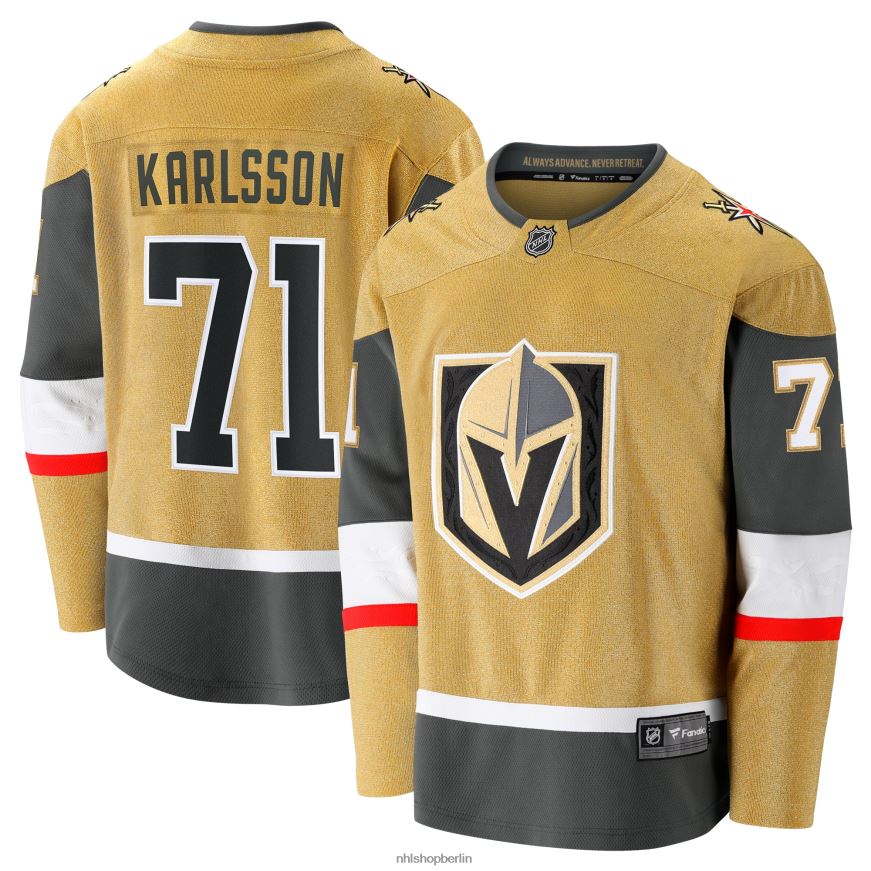 Männer NHL Vegas Golden Knights William Karlsson Fanatics Branded Gold 2020/21 Home Premier Breakaway-Spielertrikot Kleidung BF680T539