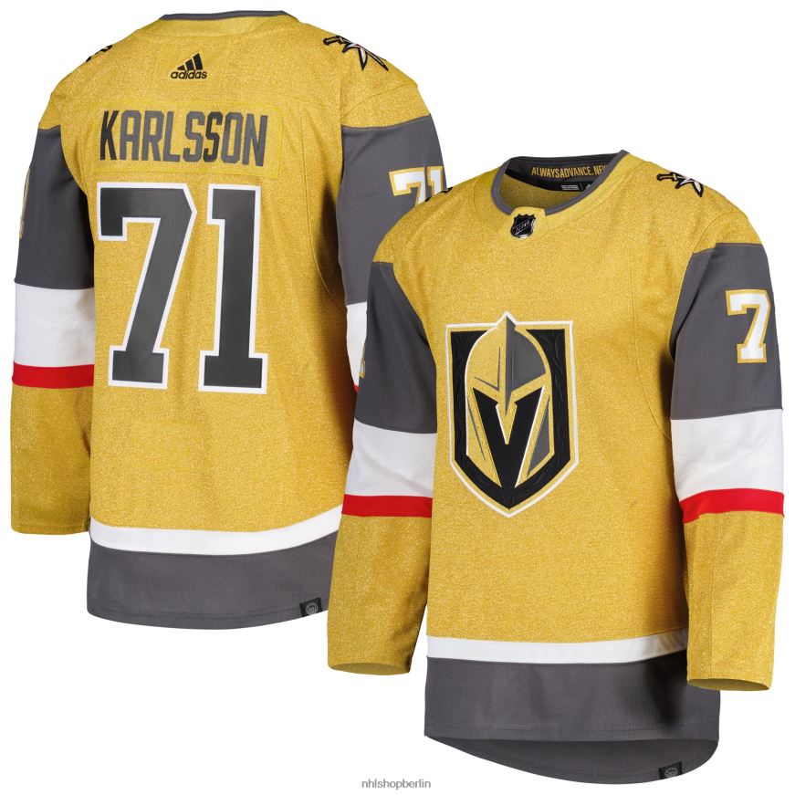 Männer NHL Vegas Golden Knights William Karlsson adidas Gold Primegreen authentisches Profispieler-Trikot Kleidung BF680T1925