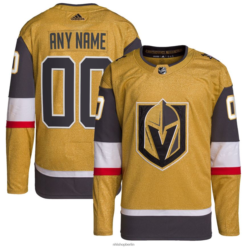 Männer NHL Vegas Golden Knights adidas Gold Home Authentic Primegreen Custom Trikot Kleidung BF680T2058